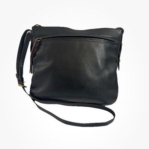 Fossil crossbody shoulderbag Leather Black shoulderbag Purse organizer